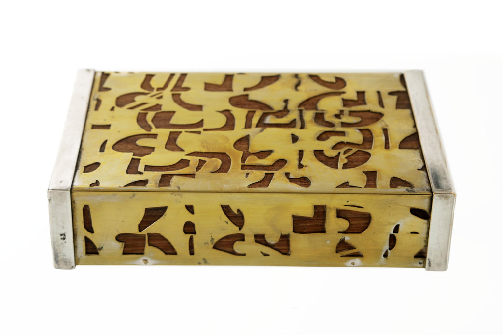 Wooden and perforated brass box from the 70s