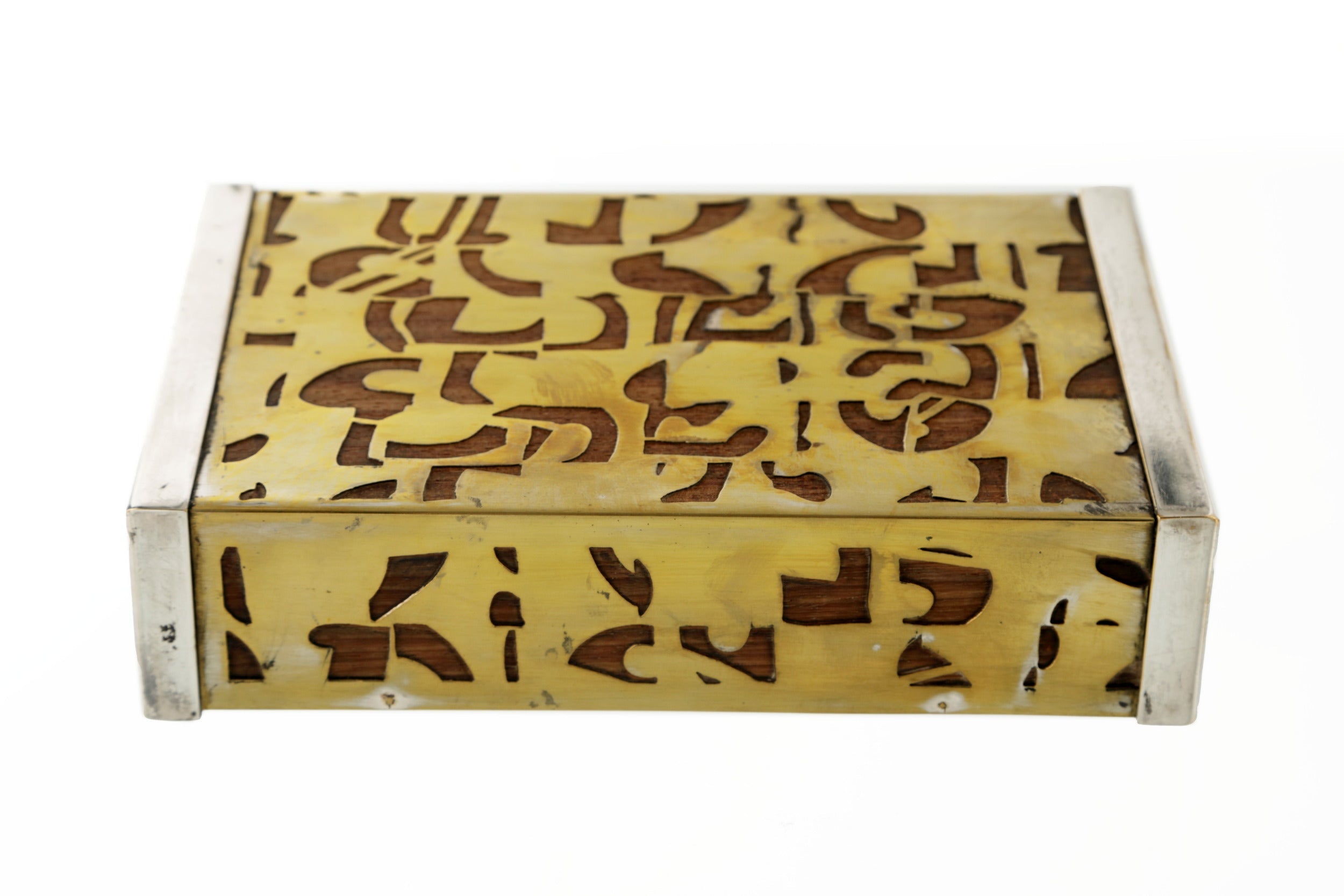 Wooden and perforated brass box from the 70s