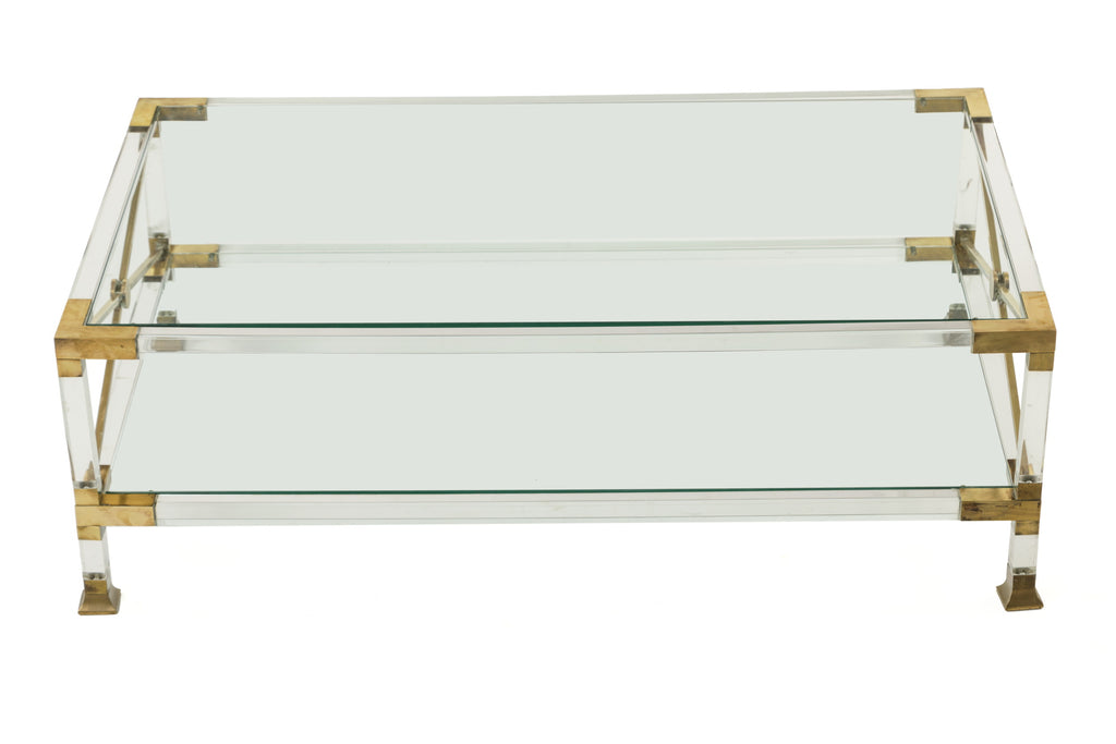Tavolo salotto perspex e ottone anni 70