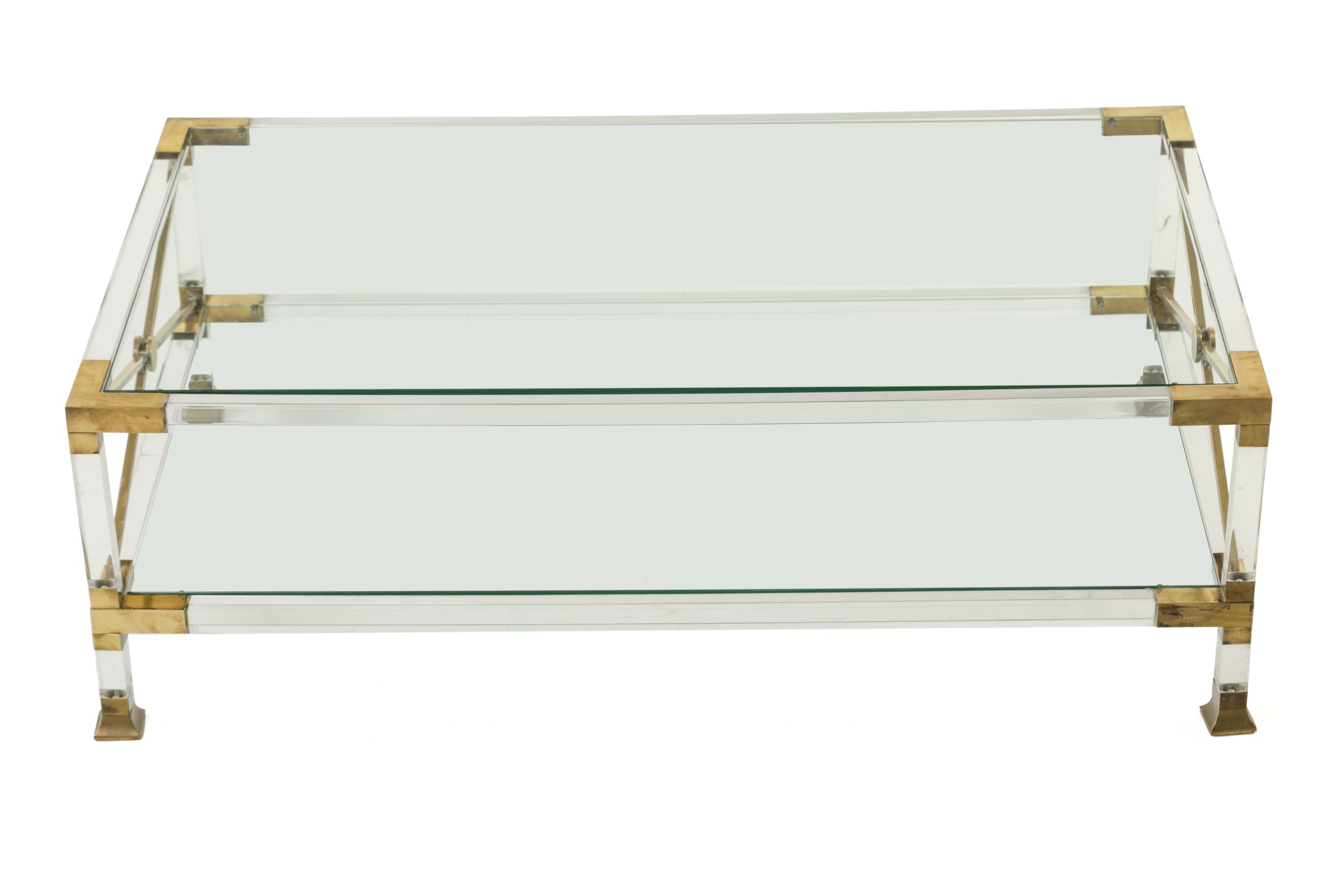 Tavolo salotto perspex e ottone anni 70