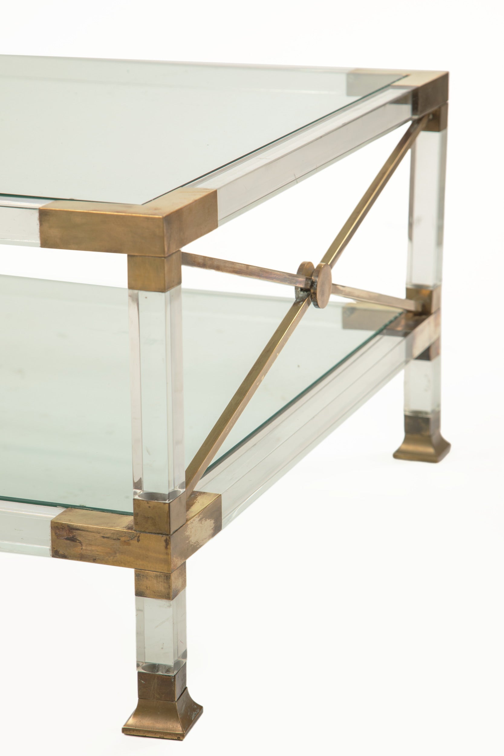 Tavolo salotto perspex e ottone anni 70