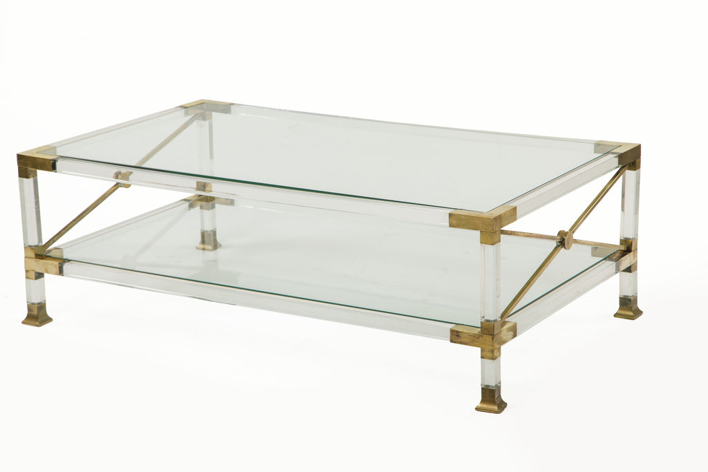 Tavolo salotto perspex e ottone anni 70