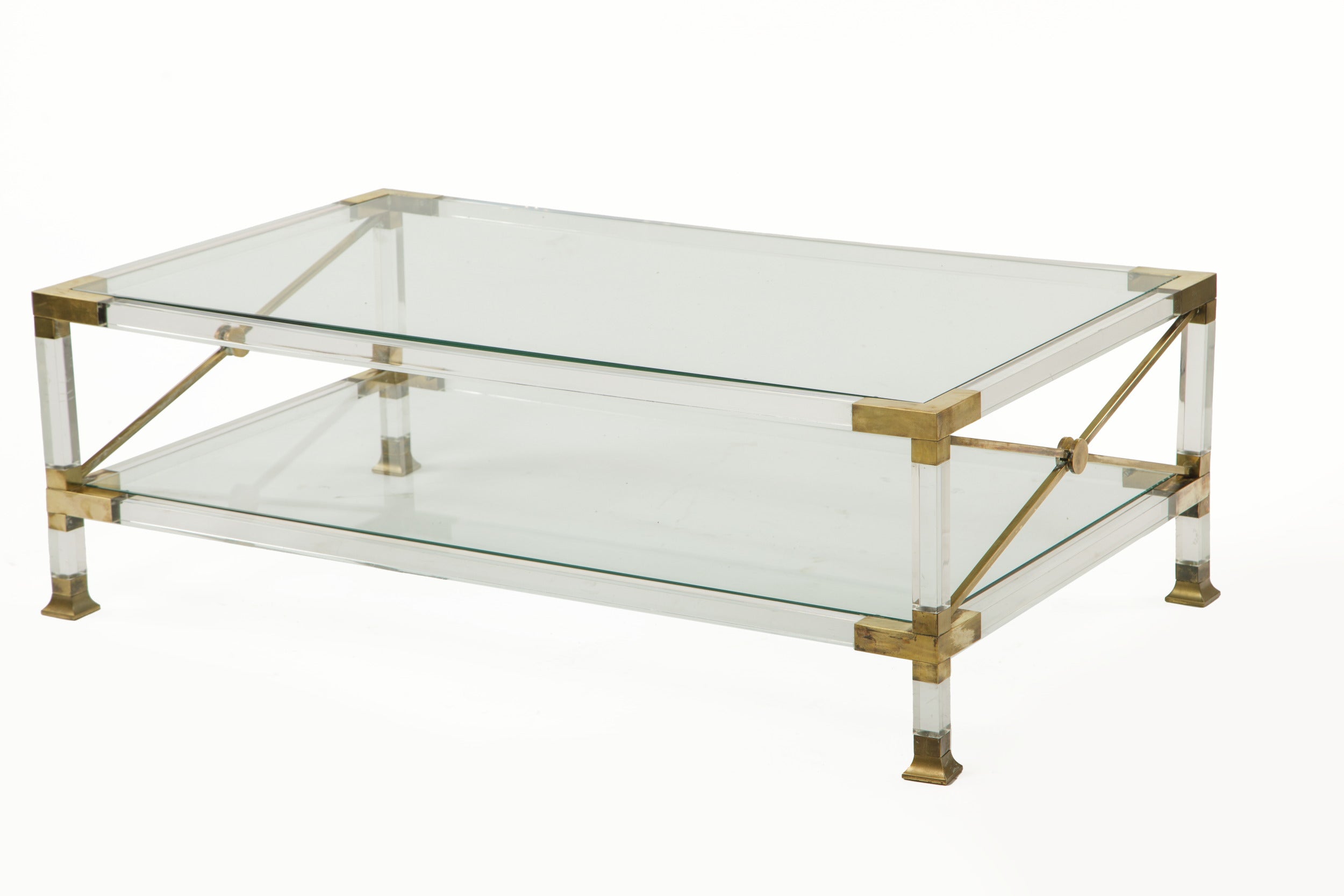 Tavolo salotto perspex e ottone anni 70