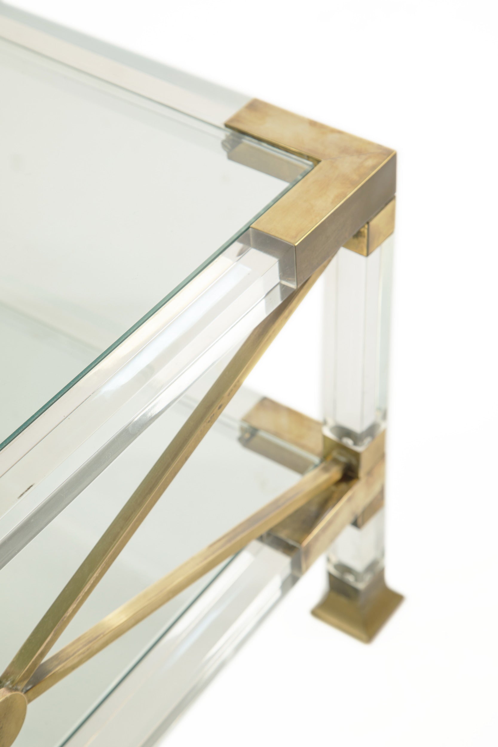 Tavolo salotto perspex e ottone anni 70