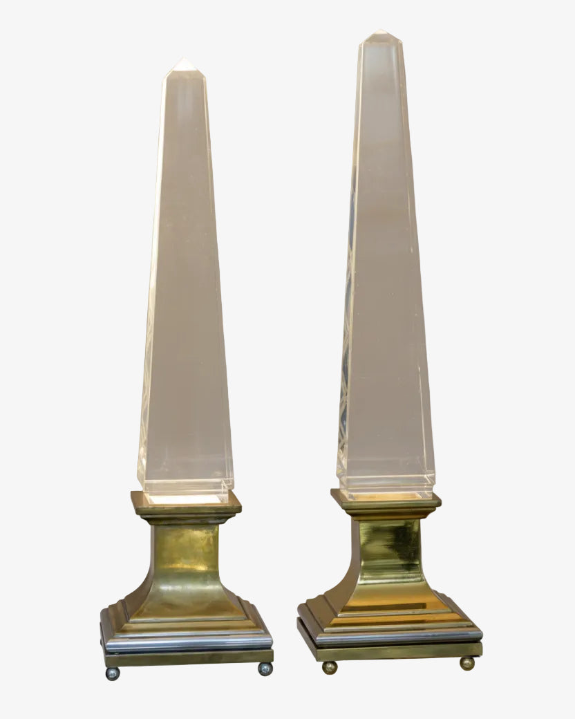 Coppia Lampade obelisco Sandro Petti per Maison Jansen anni 70