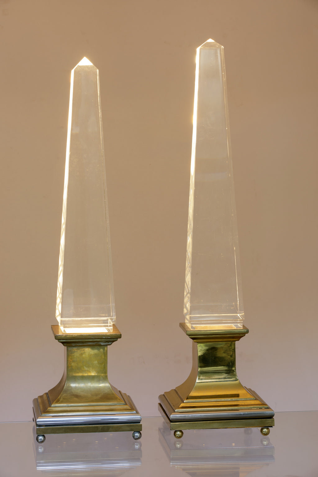 Coppia Lampade obelisco Sandro Petti per Maison Jansen anni 70