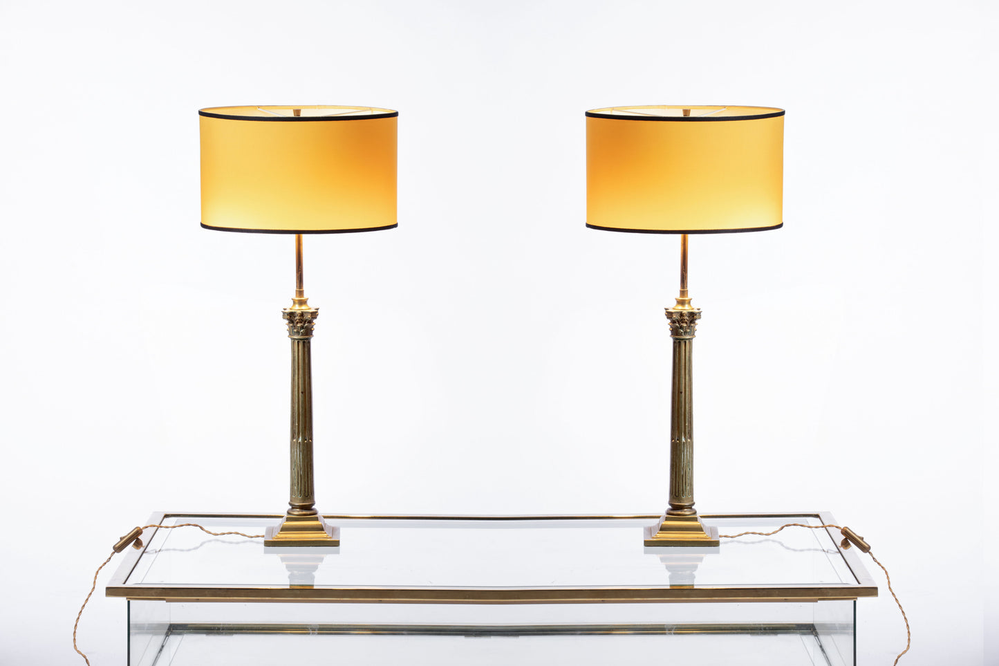 Pair of gilt bronze Empire table lamps