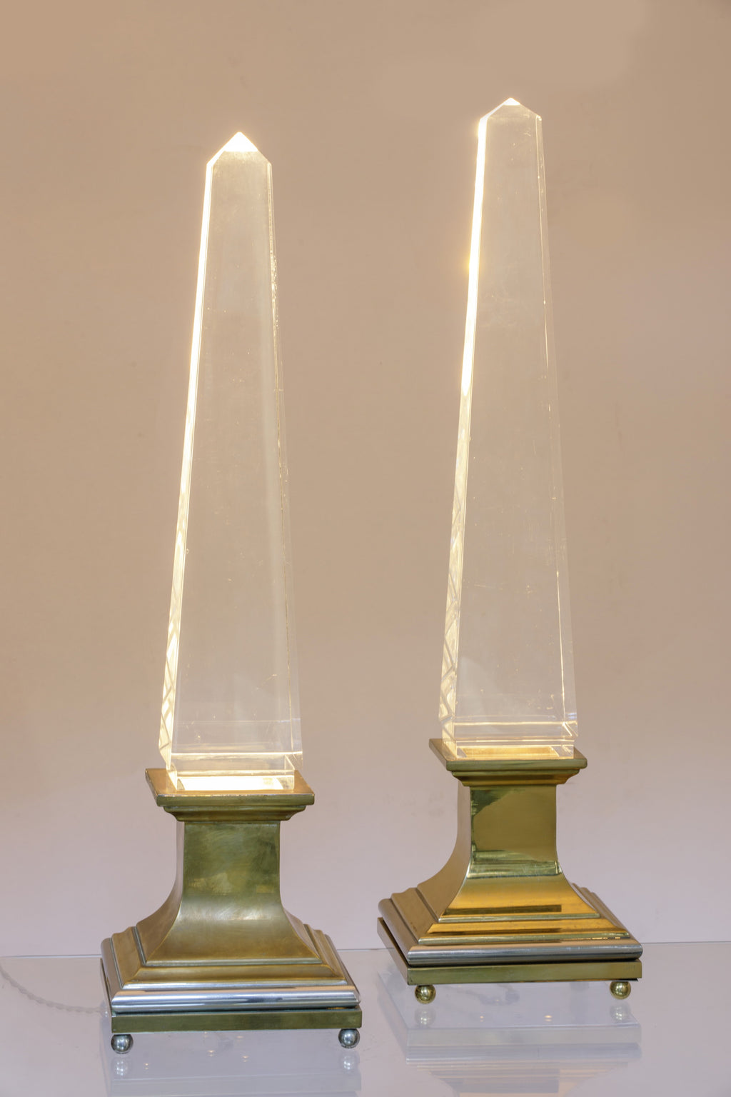Coppia Lampade obelisco Sandro Petti per Maison Jansen anni 70