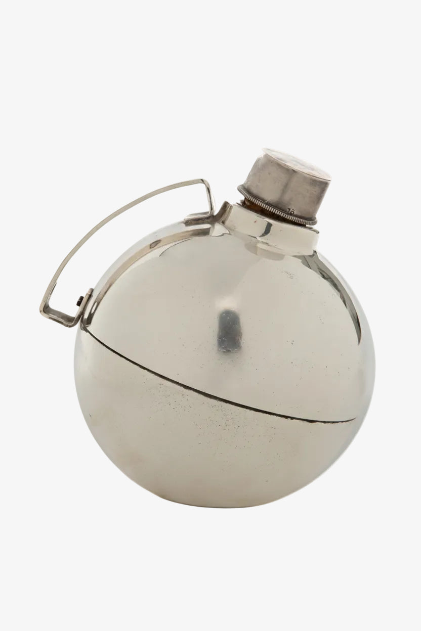 70s spherical thermos in silver plated