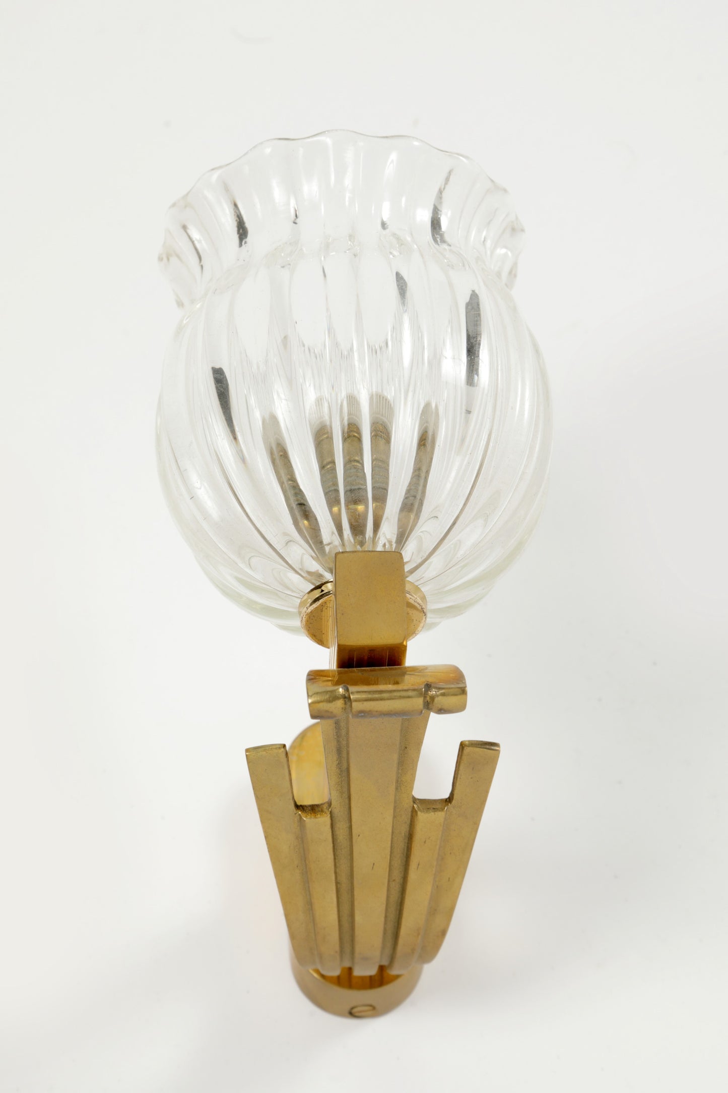 Pair of 60s Murano glass and brass wall lamps