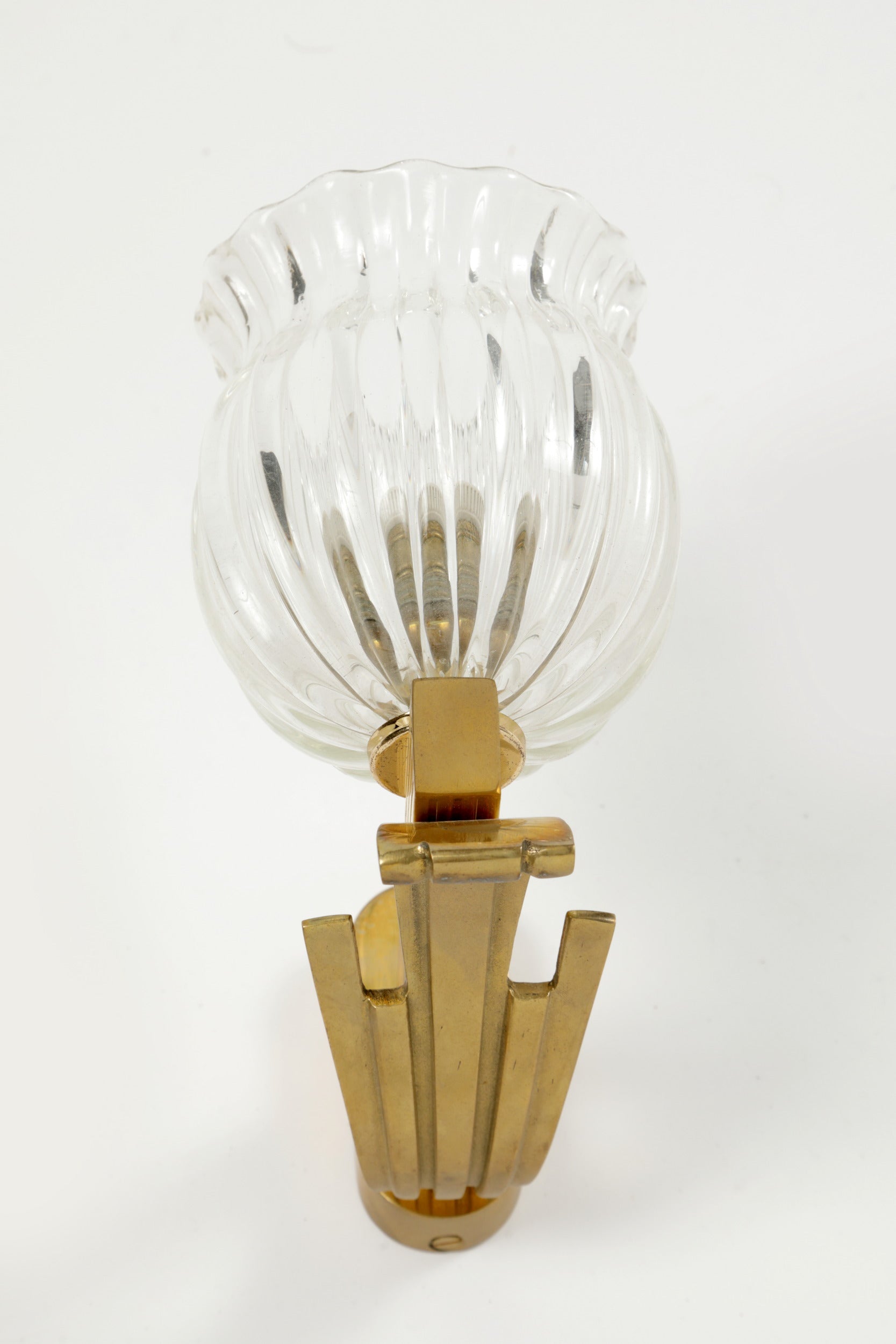 Coppia applique anni 60 vetro di Murano e ottone