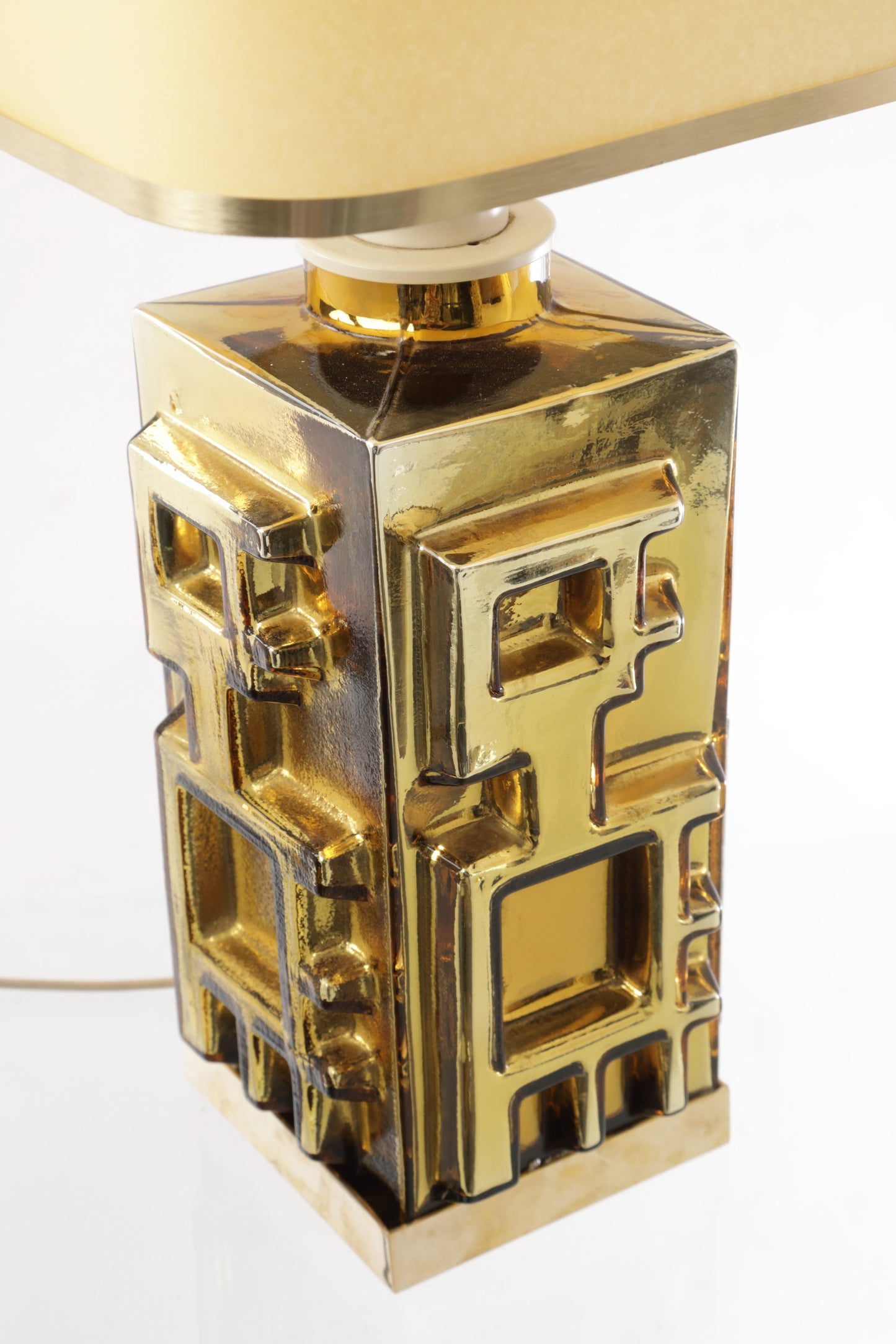 Lampada vetro dorato anni 70