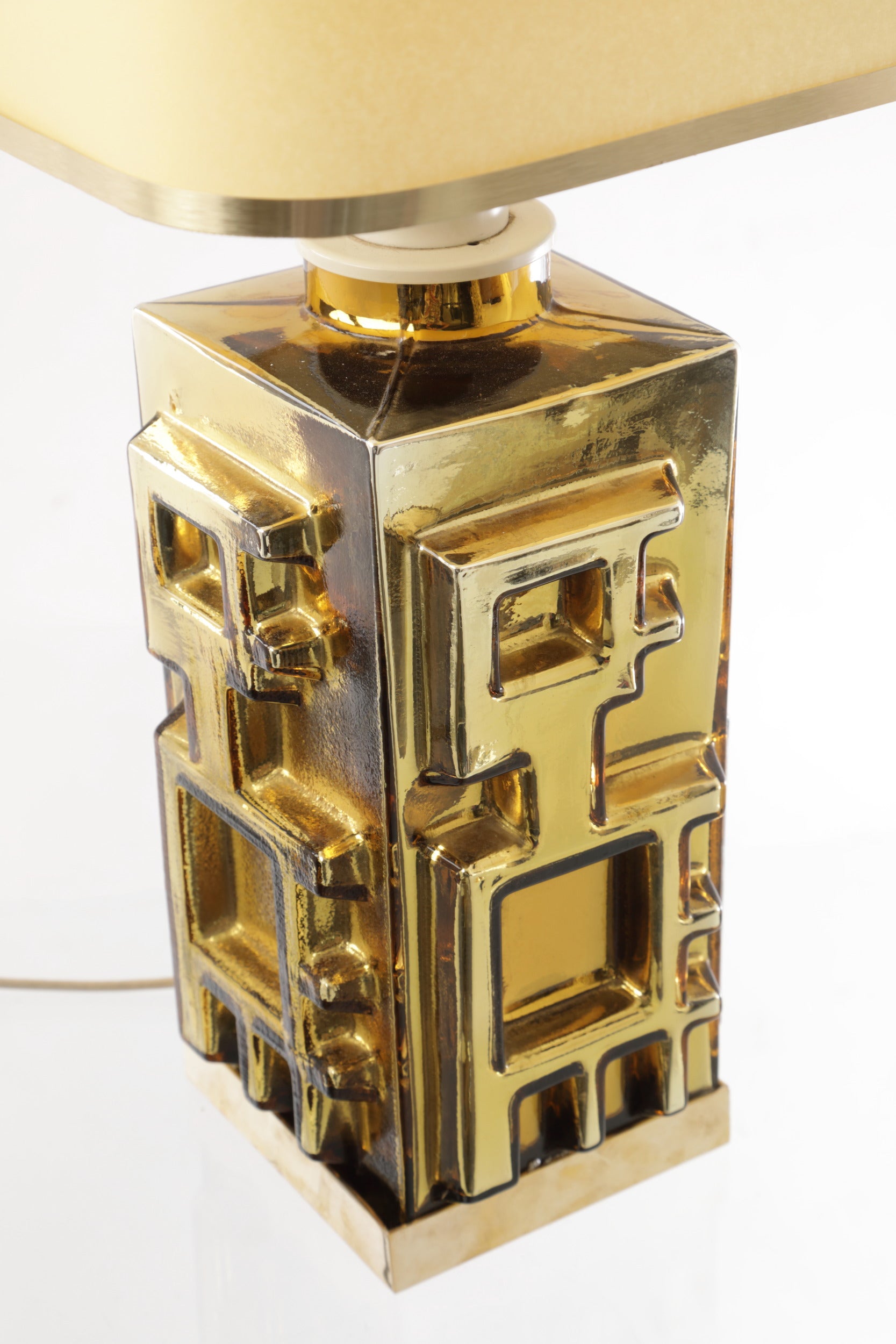 70's golden glass lamp