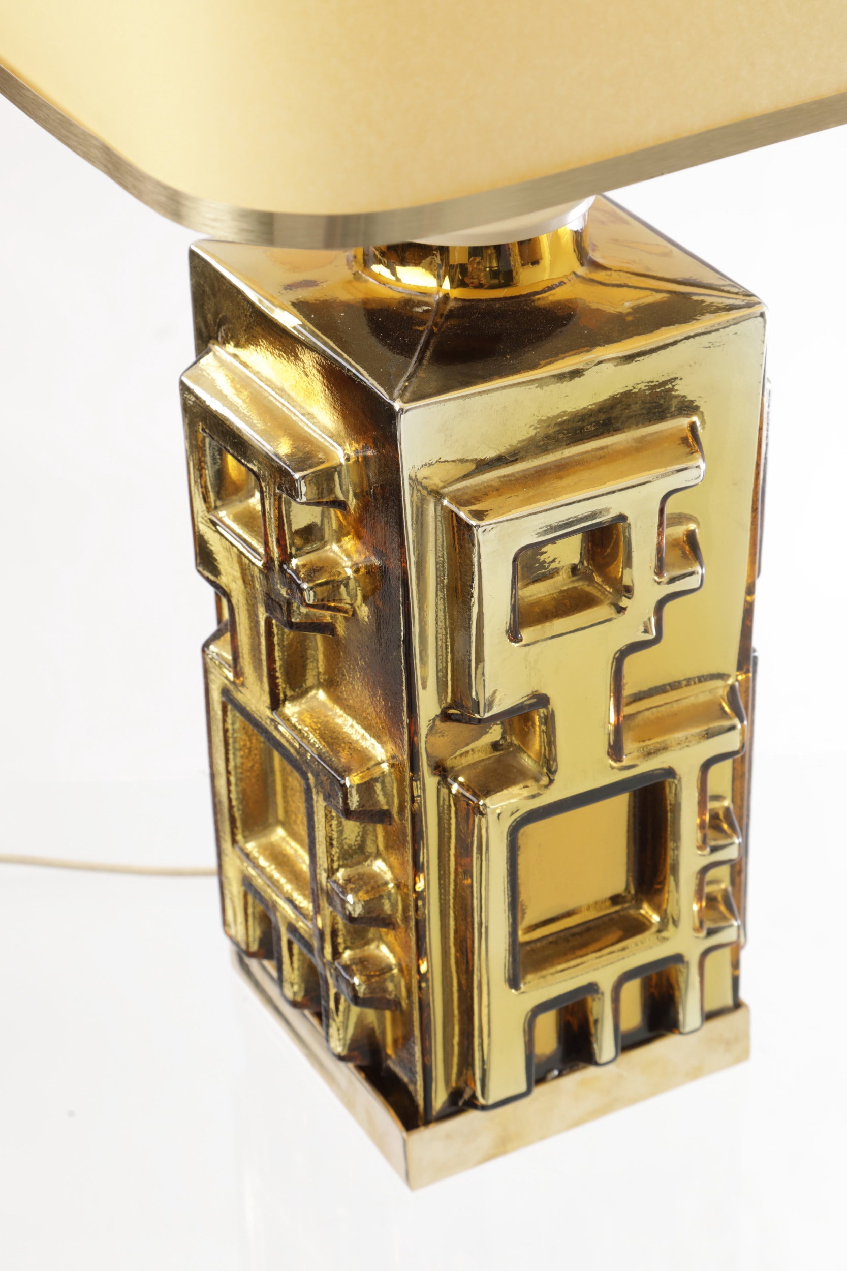 70's golden glass lamp