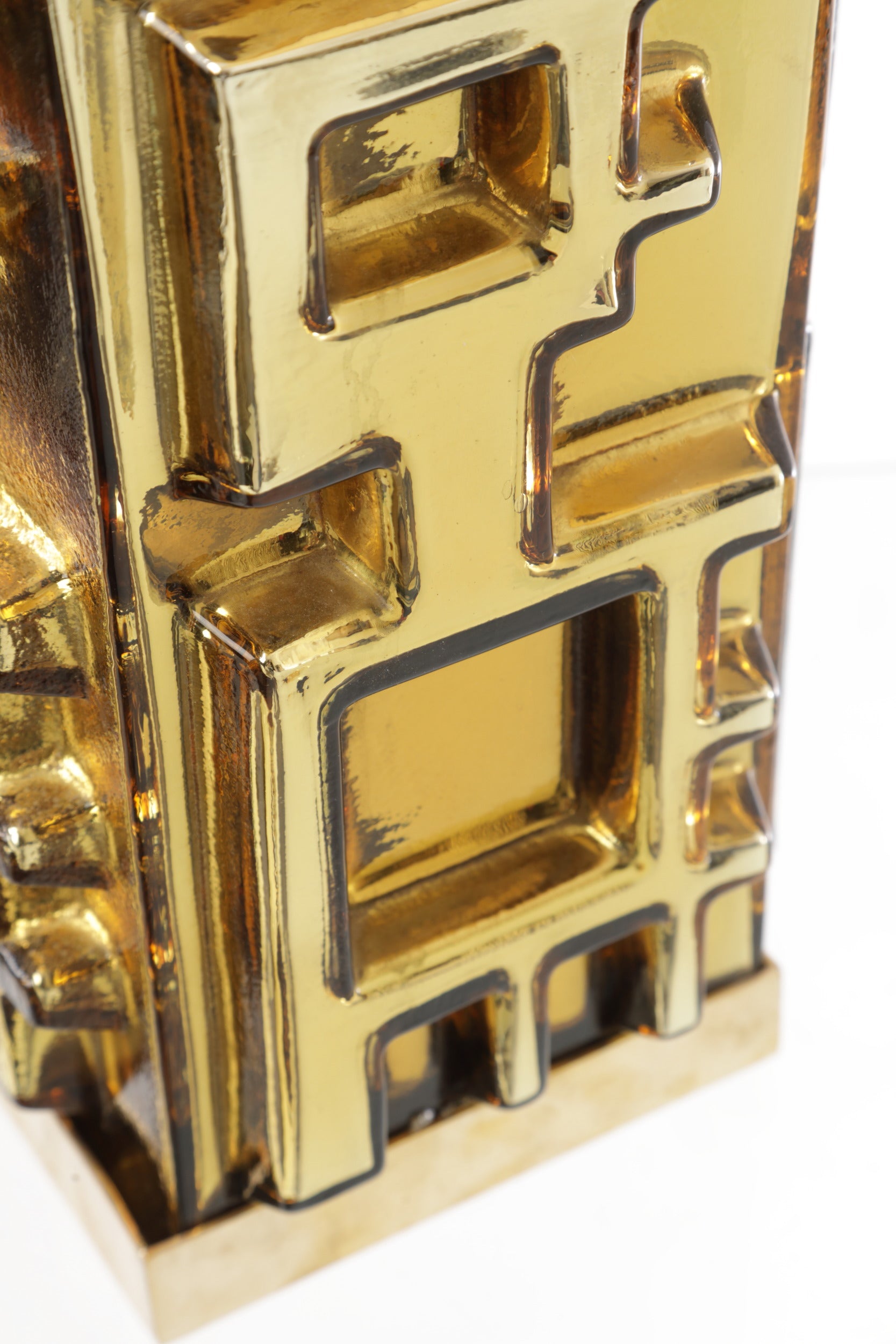 70's golden glass lamp