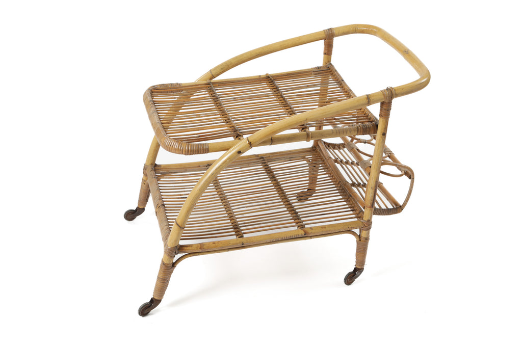 Carrello in bamboo anni 70