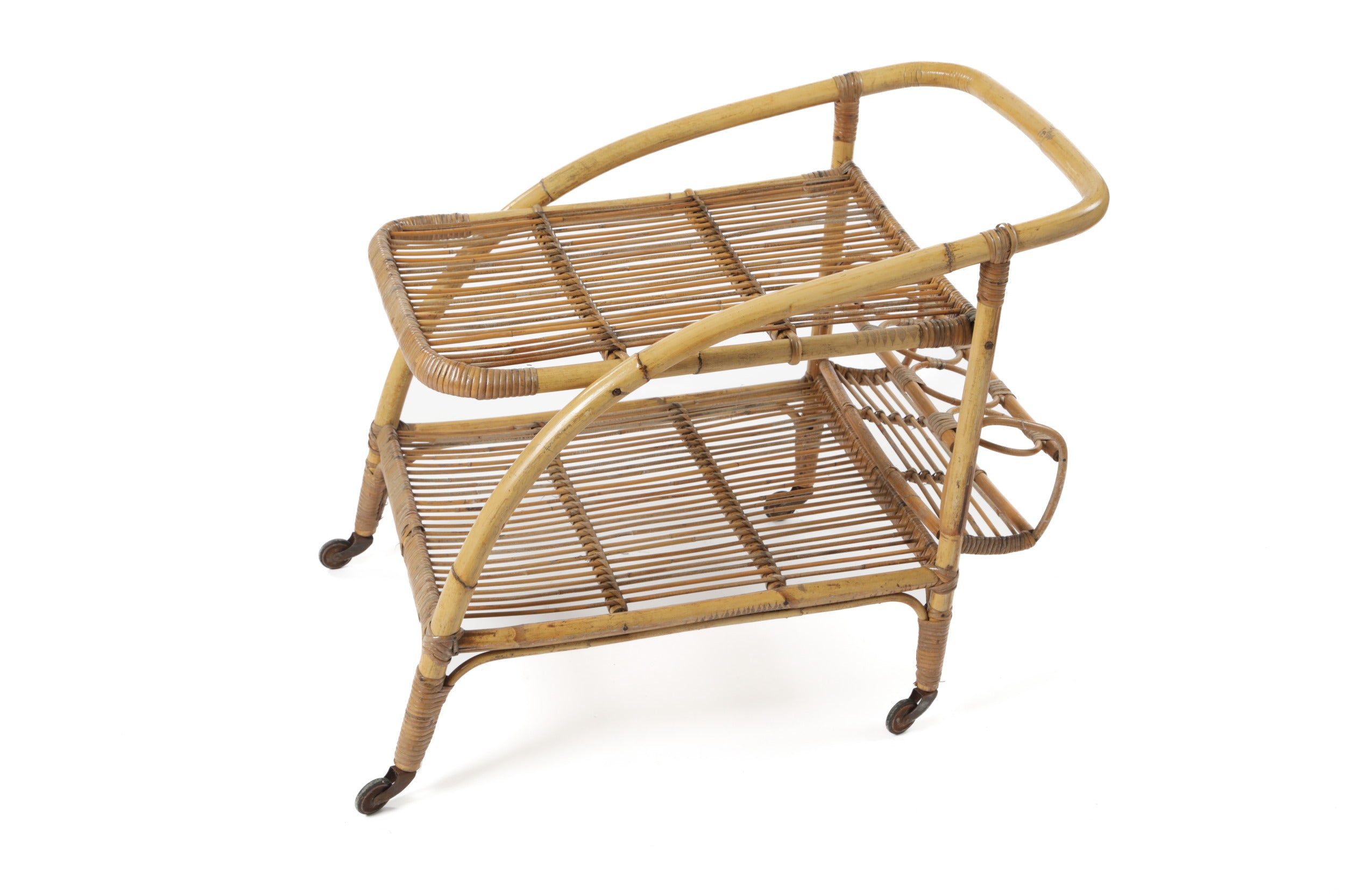 Carrello in bamboo anni 70