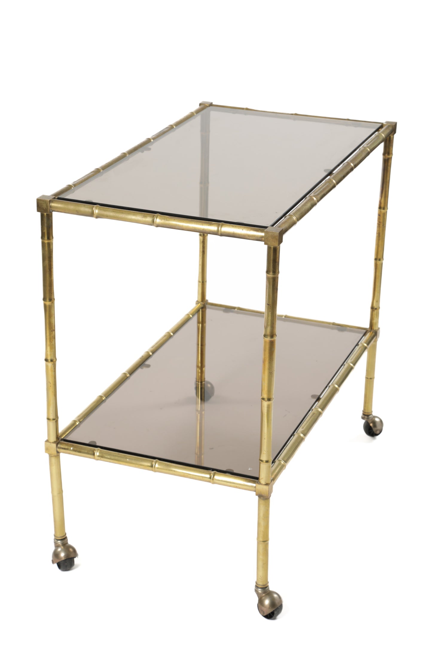 70s bamboo brass trolley