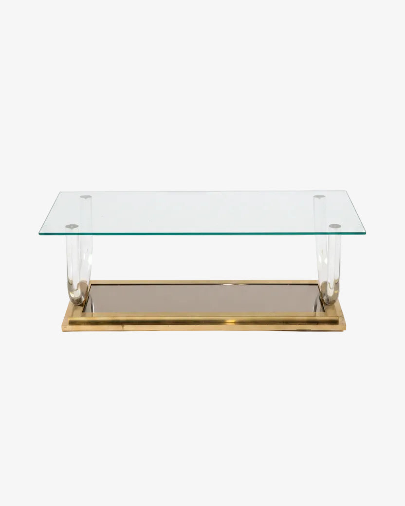 70s living room table with arched plexiglass base