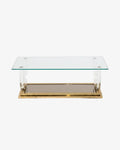 70s living room table with arched plexiglass base