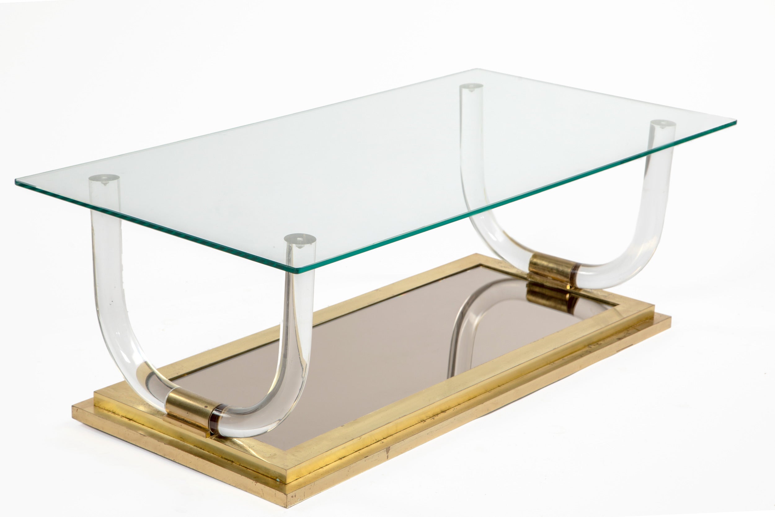 70s living room table with arched plexiglass base