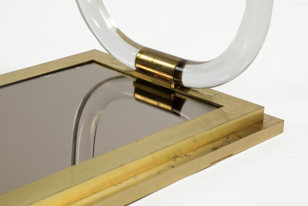 70s living room table with arched plexiglass base