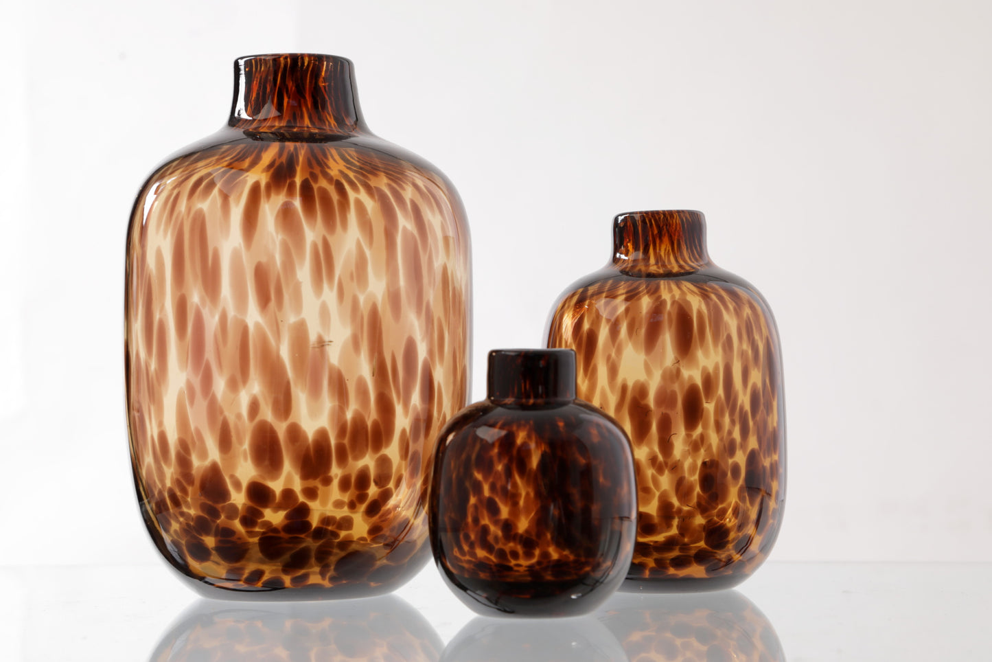 Triptych 1970s vases in spotted Murano glass