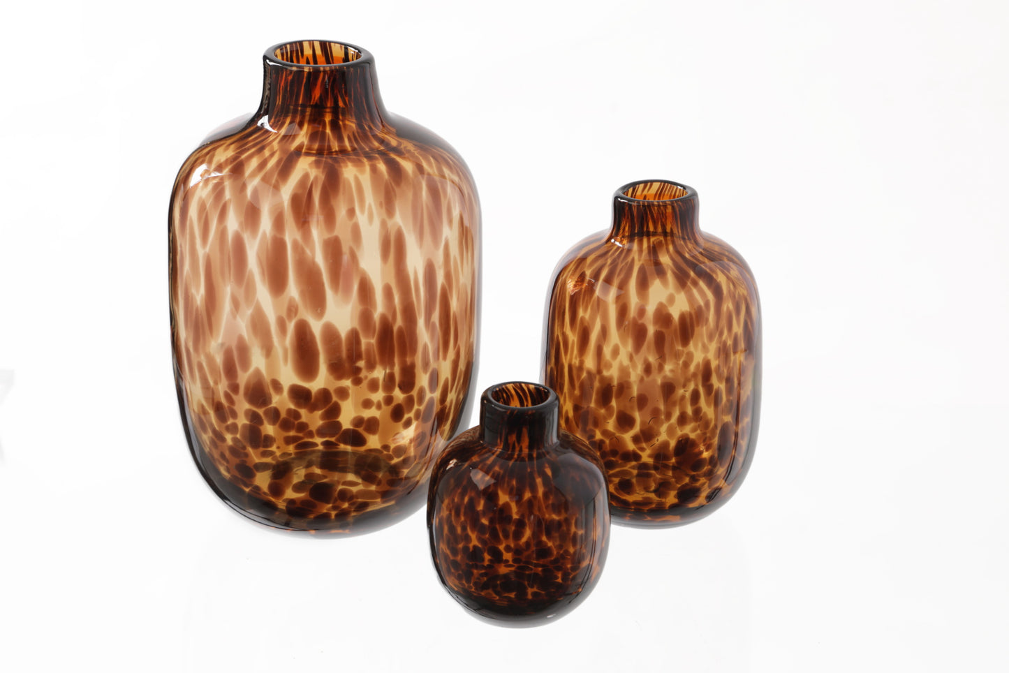 Triptych 1970s vases in spotted Murano glass