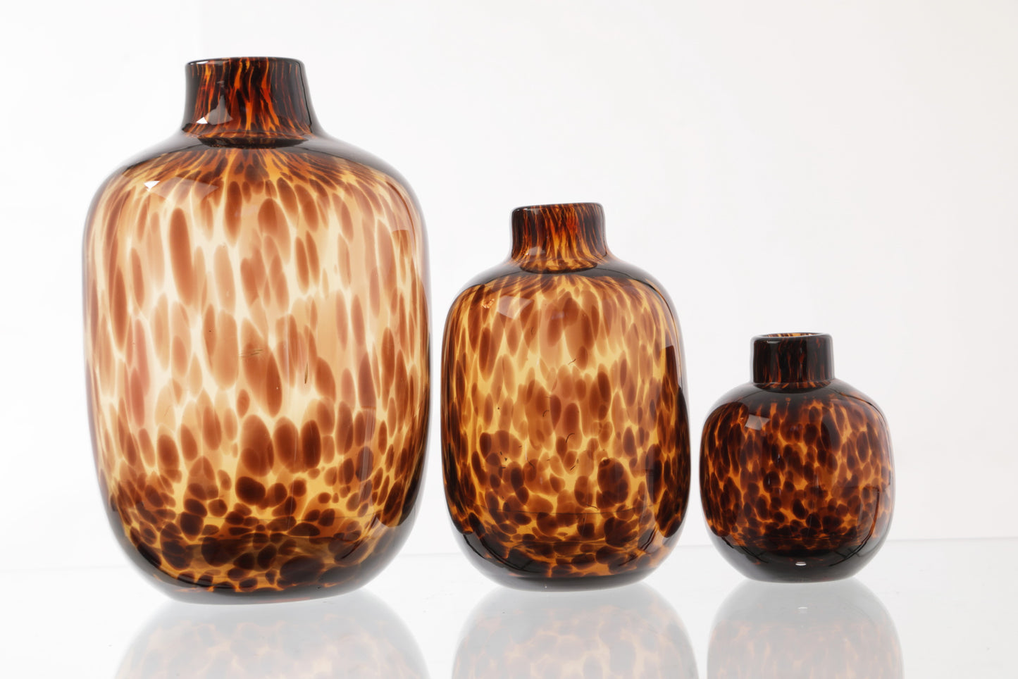 Triptych 1970s vases in spotted Murano glass