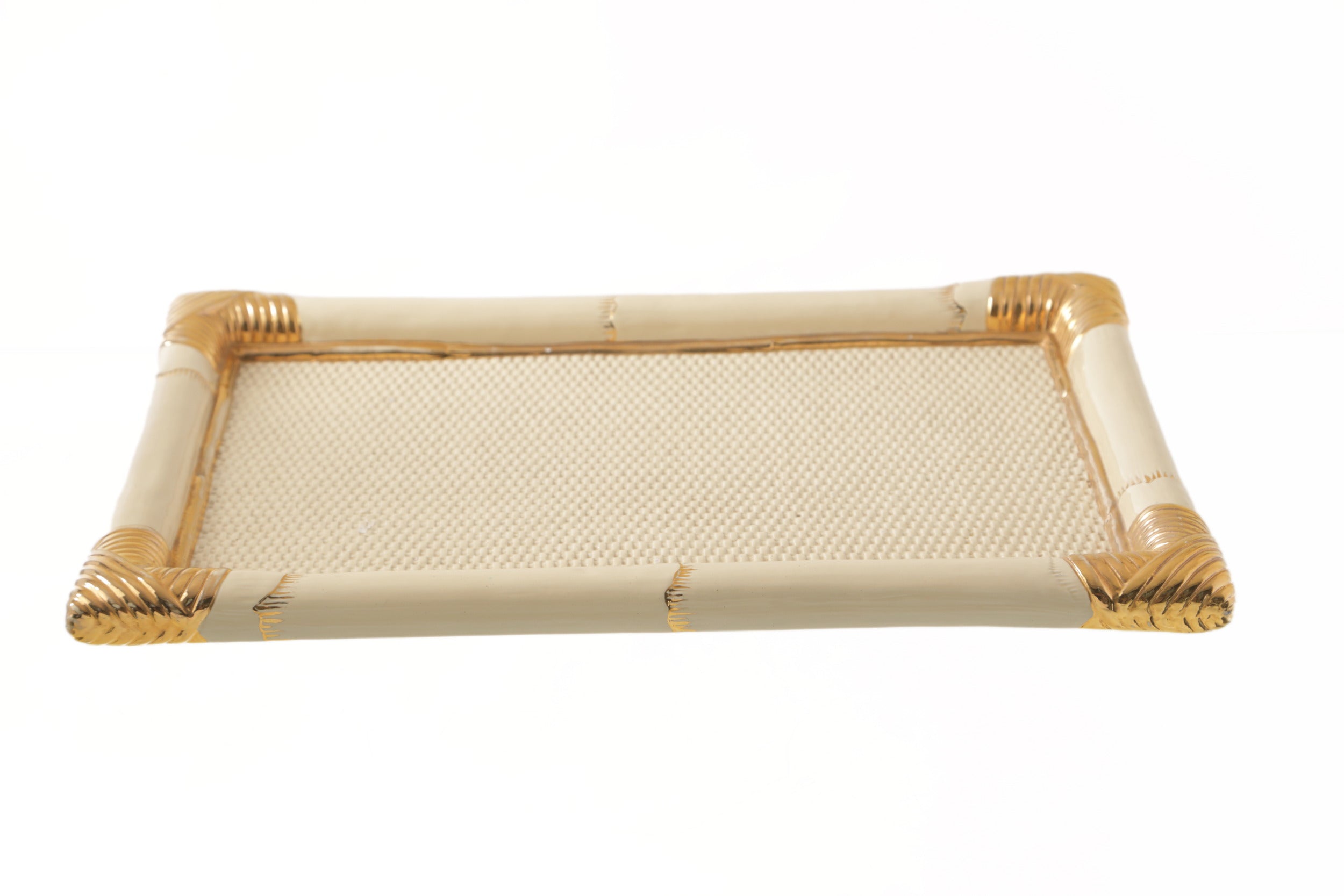 Faux bamboo ceramic tray from the 70s