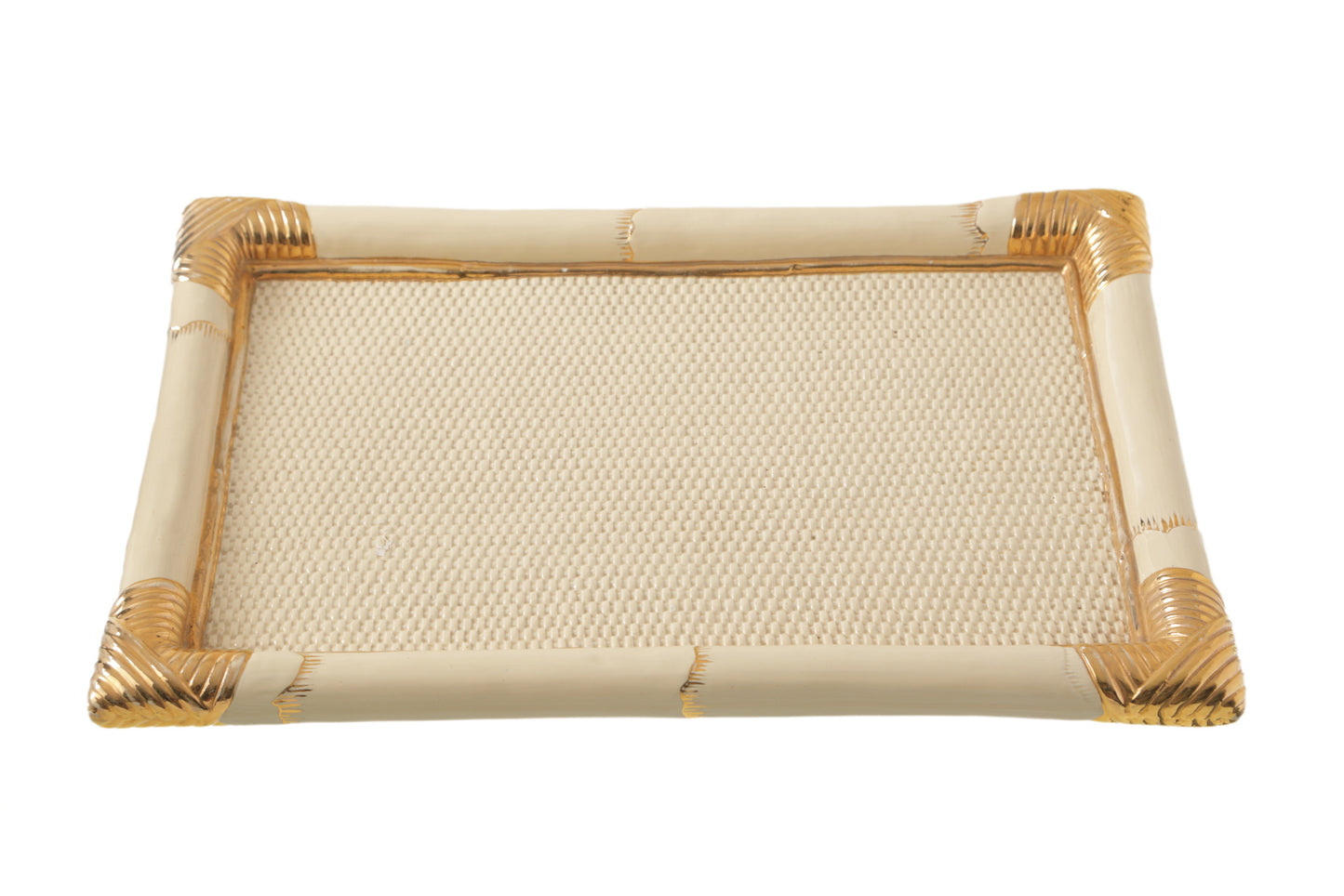 Faux bamboo ceramic tray from the 70s