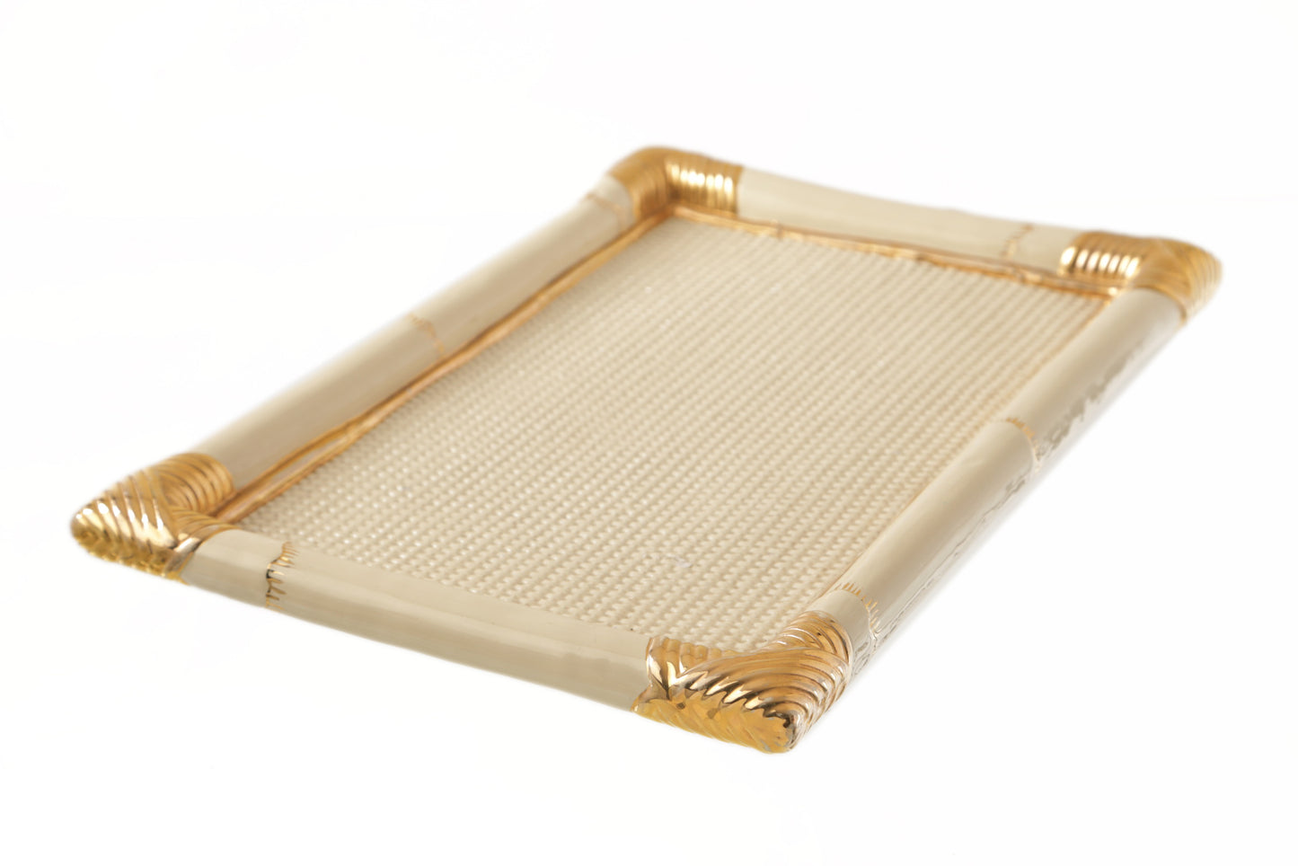 Faux bamboo ceramic tray from the 70s