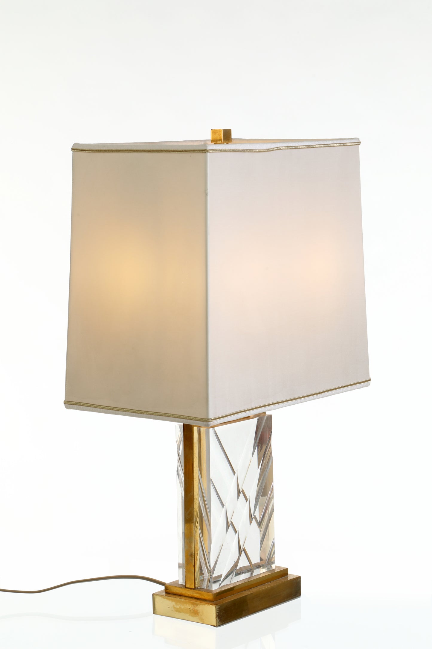 Coppia lampade ottone e plexiglass molato