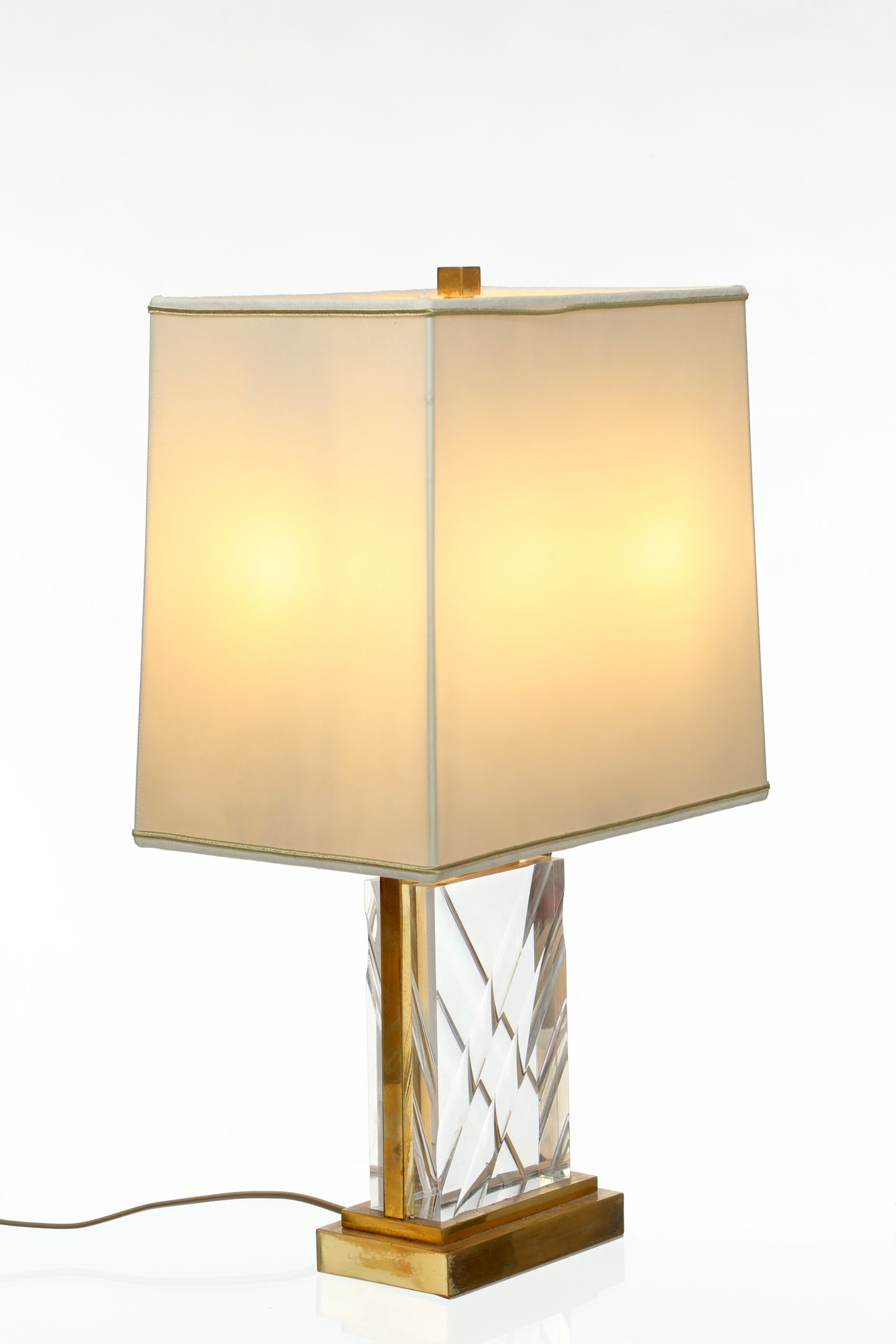 Coppia lampade ottone e plexiglass molato