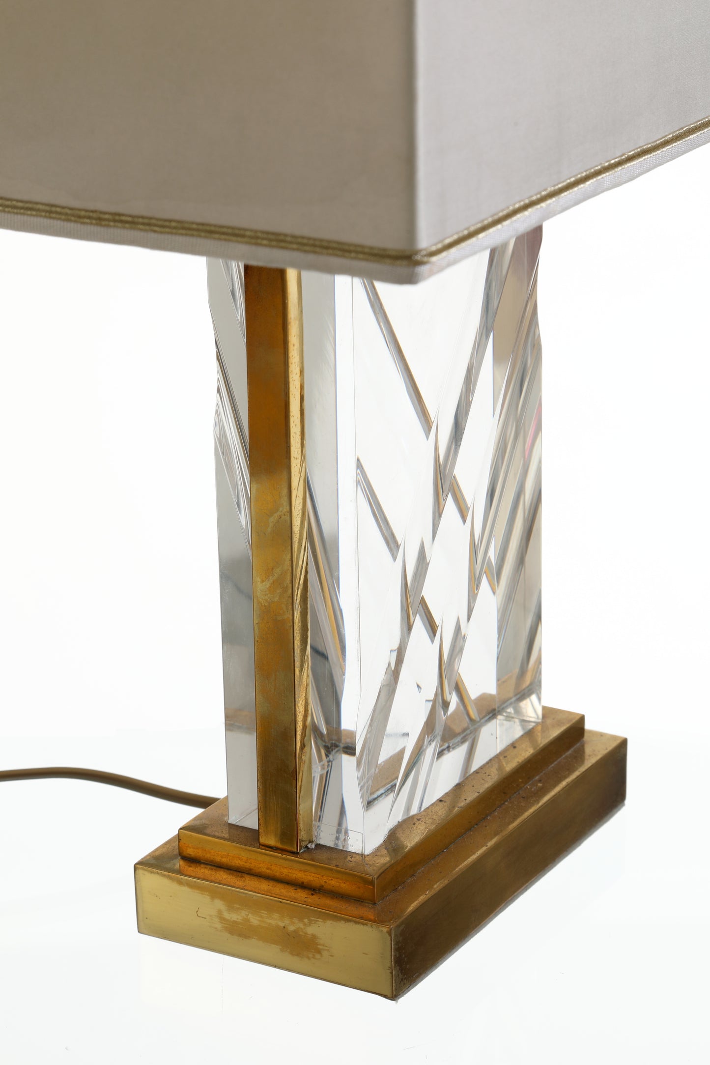 Coppia lampade ottone e plexiglass molato