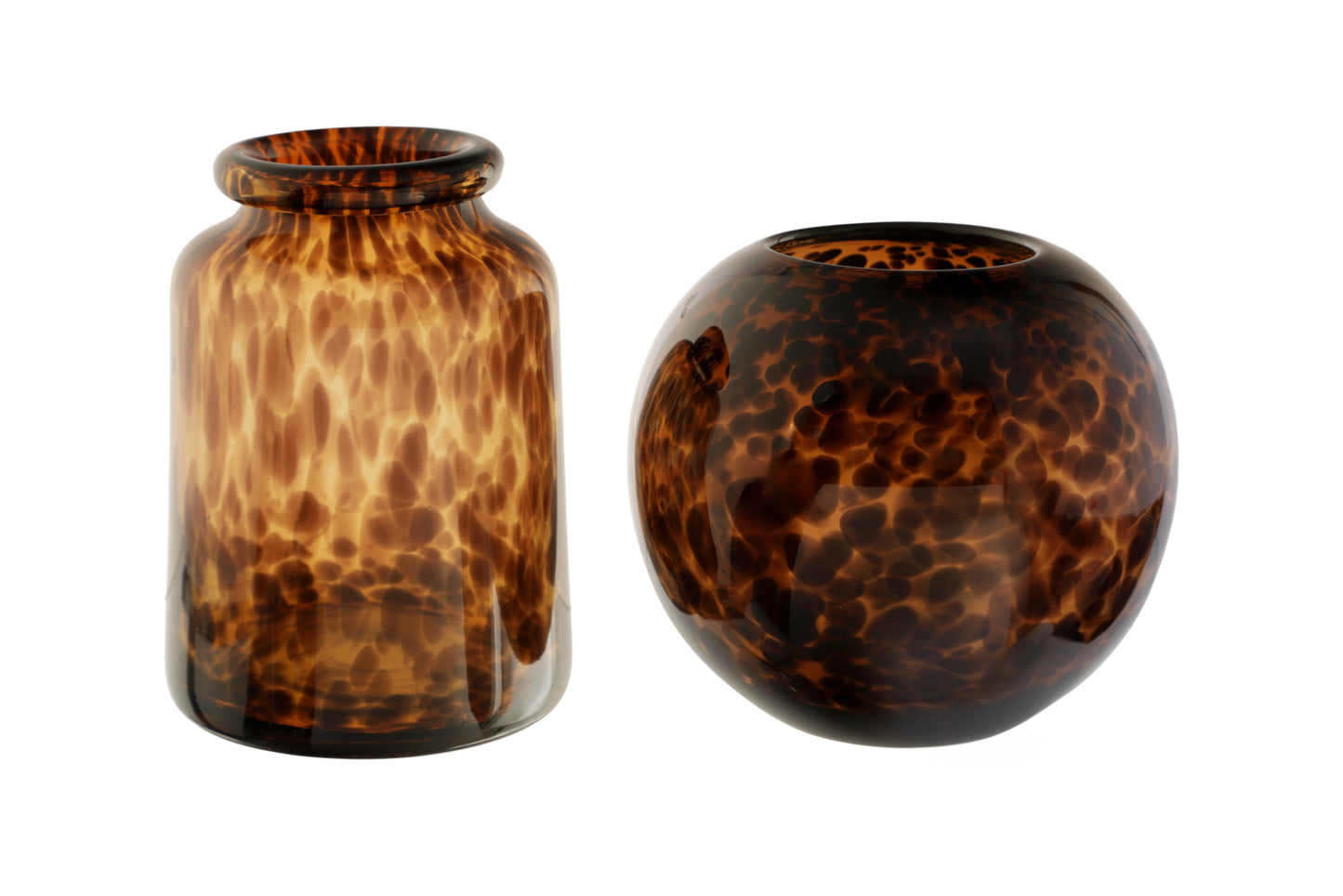 Spherical vase from the 70s in spotted glass