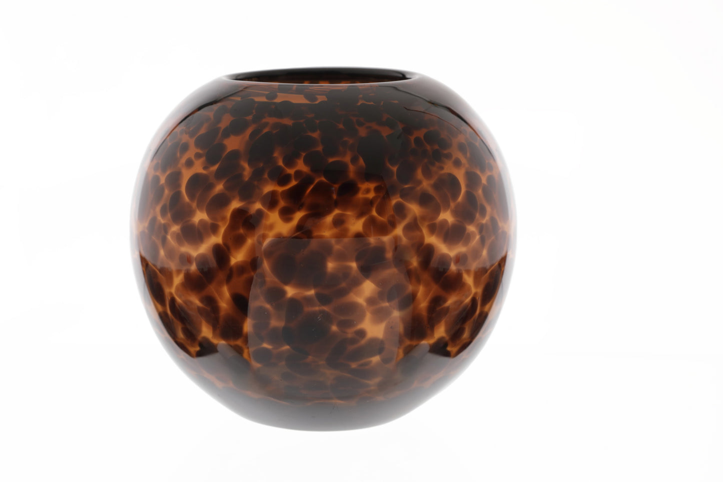 Spherical vase from the 70s in spotted glass