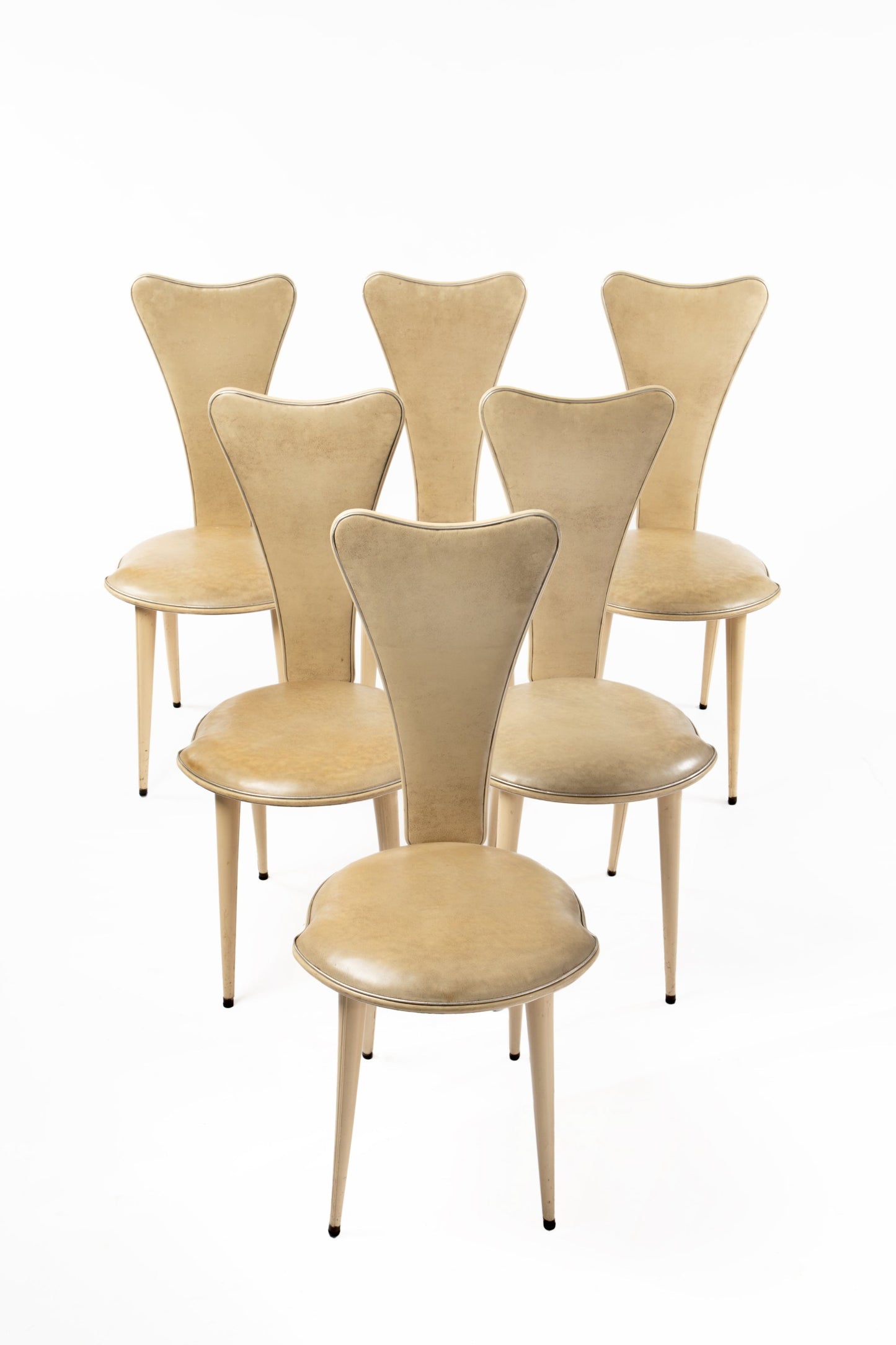 Six Umberto Mascagni chairs from the 1950s in ivory skai