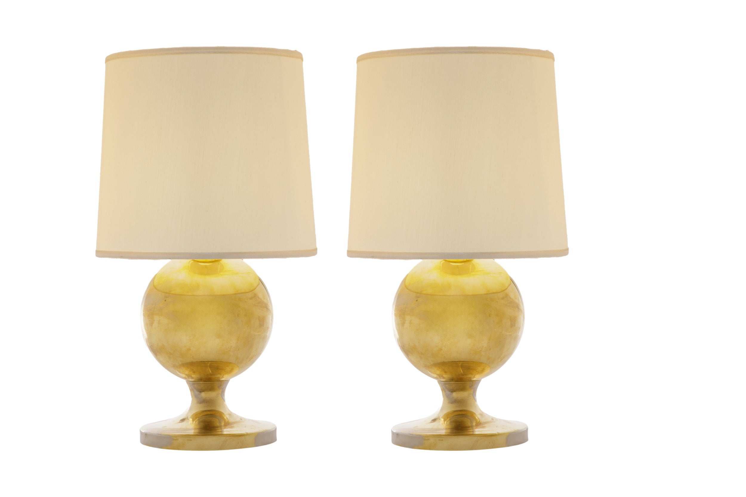 Coppia lampade sfera ottone anni 70