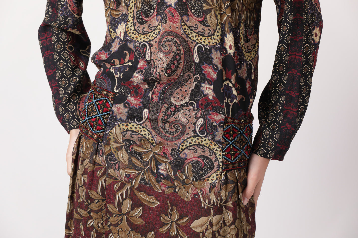 Maxi Etro dress in cashmere printed crepe designs