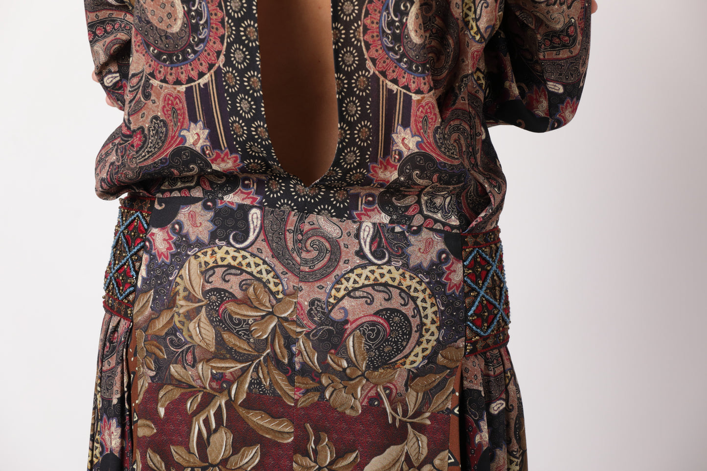 Maxi Etro dress in cashmere printed crepe designs