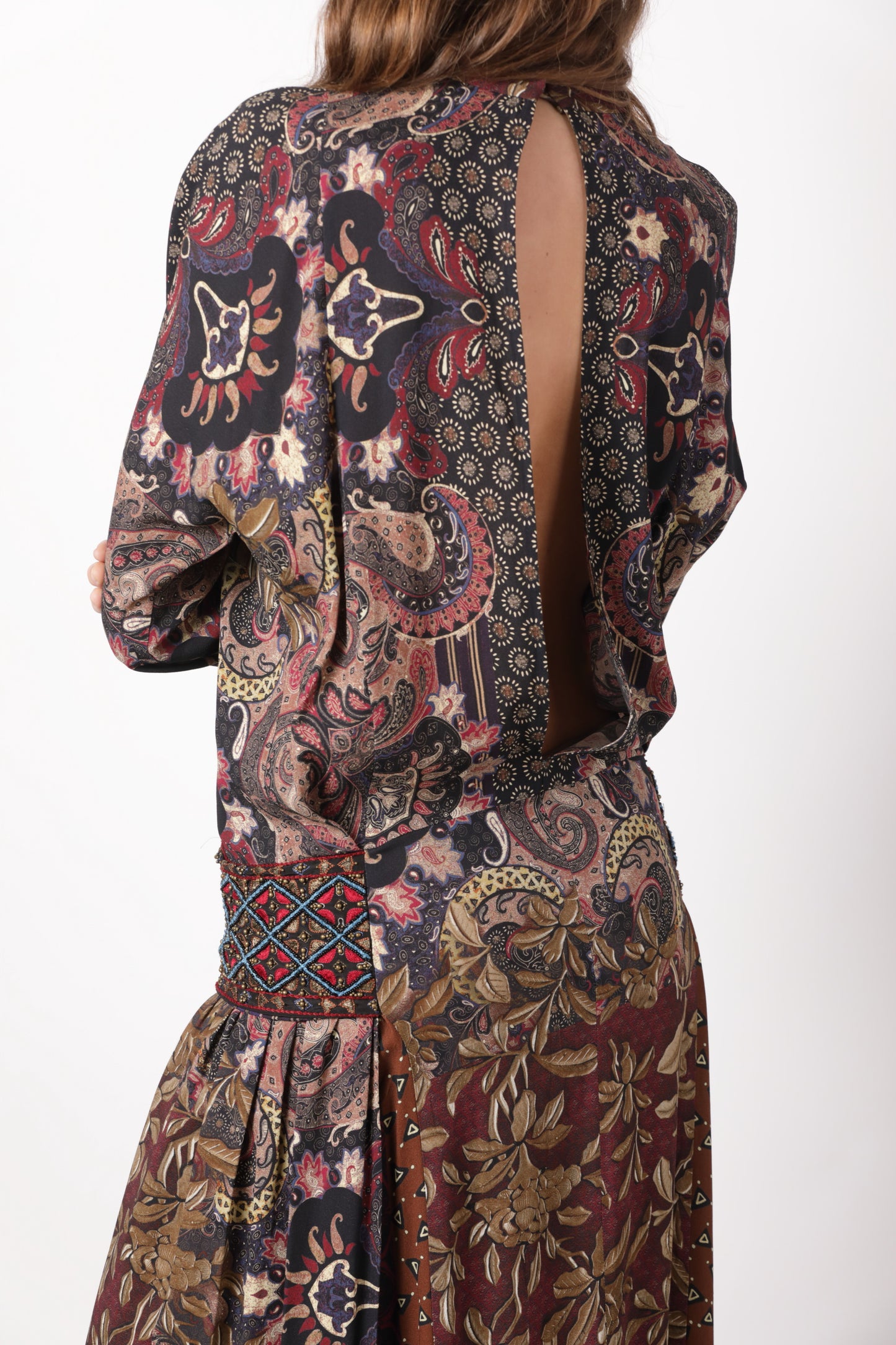 Maxi Etro dress in cashmere printed crepe designs