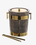 1970s wood and brass ice bucket