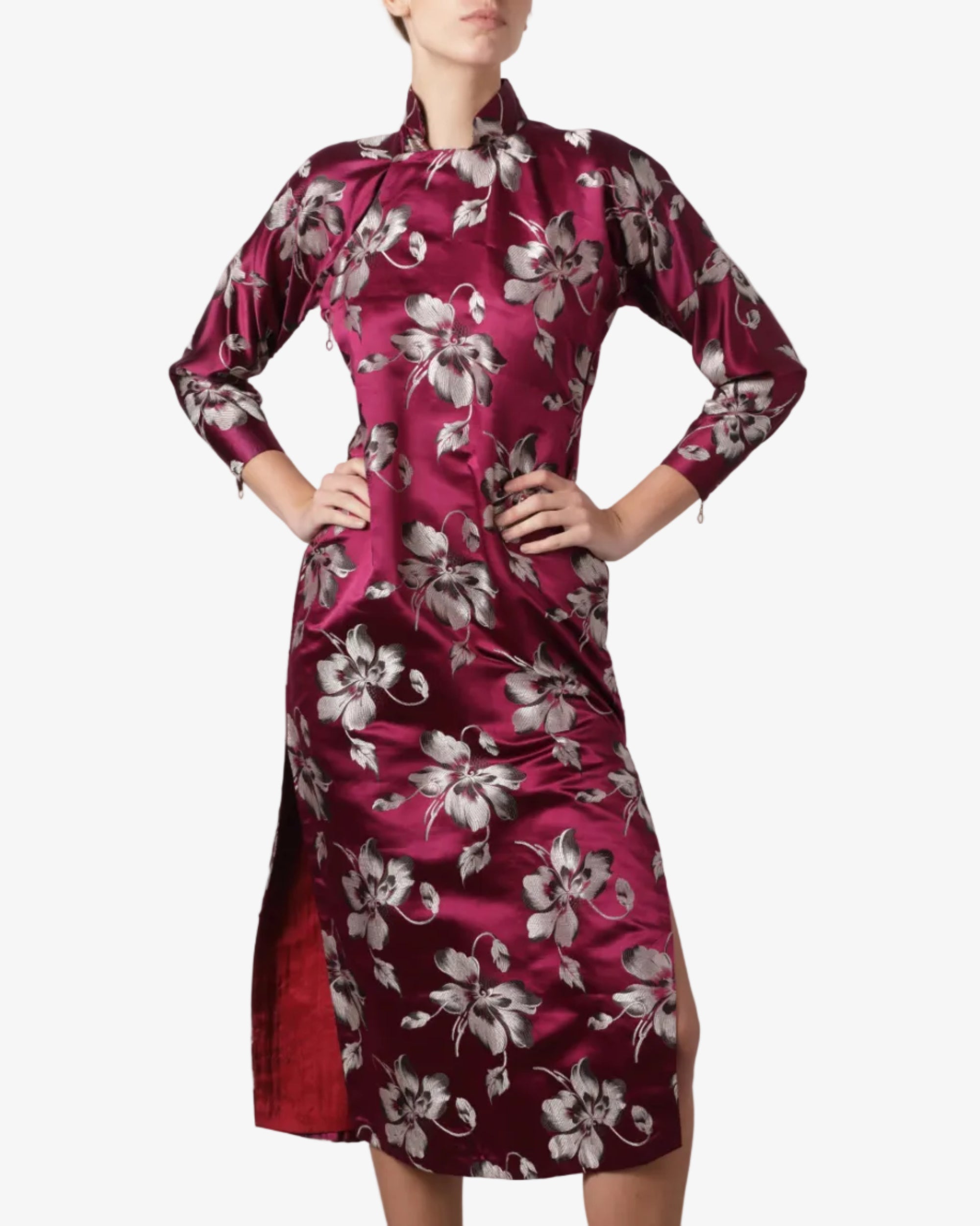 90s chinoiserie silk tailored suit