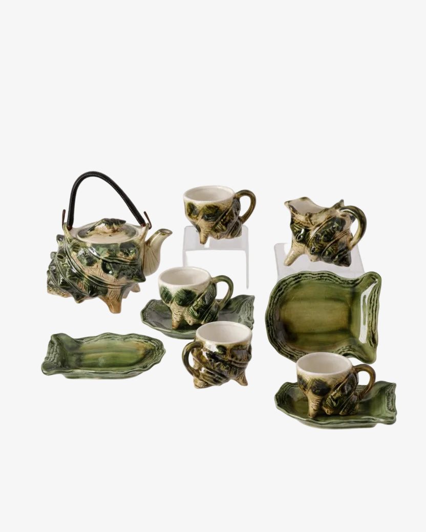 Hermit crab coffee service for 9 people, glazed ceramic, 1960s