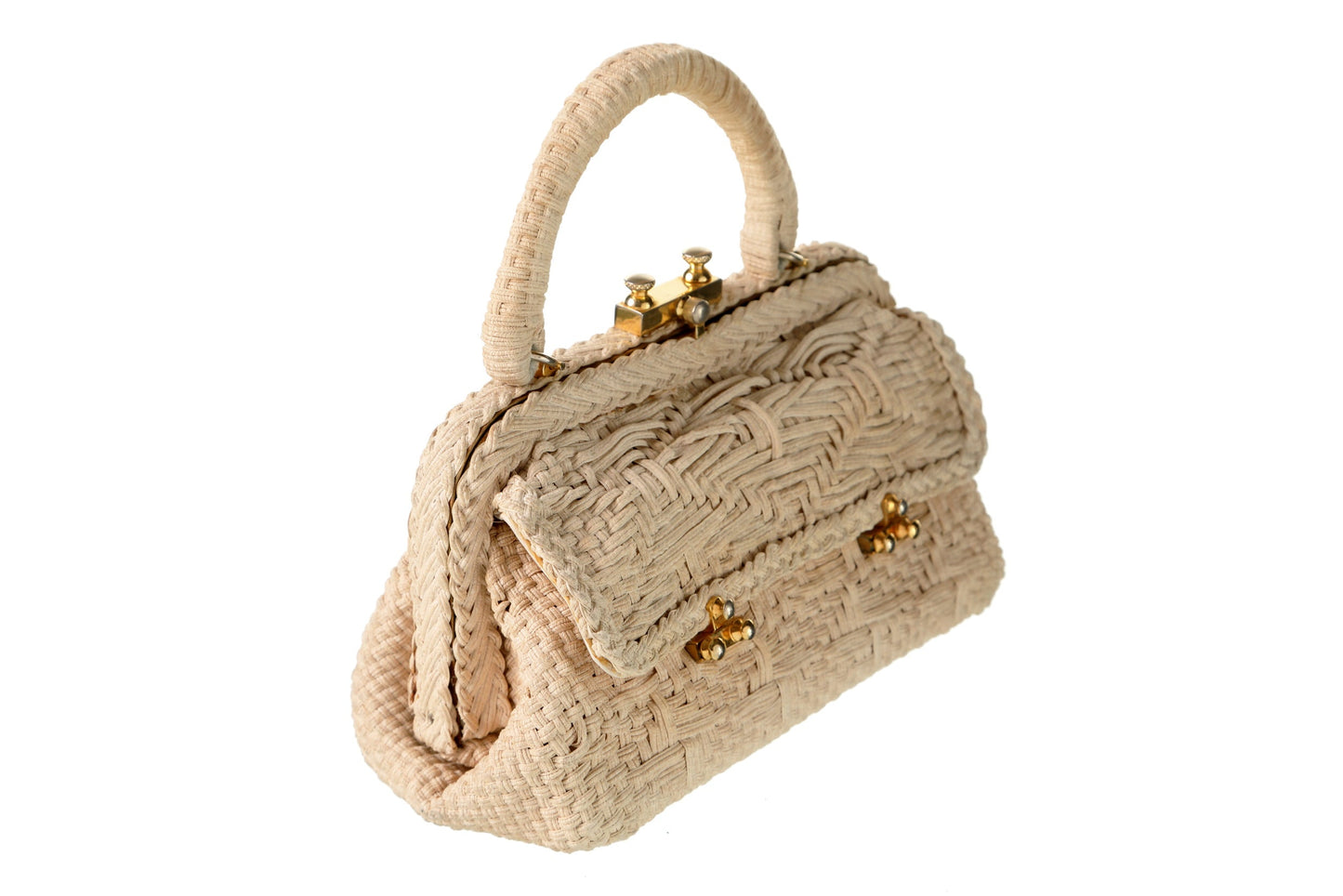 Roberta di Camerino handbag with ivory woven ribbon