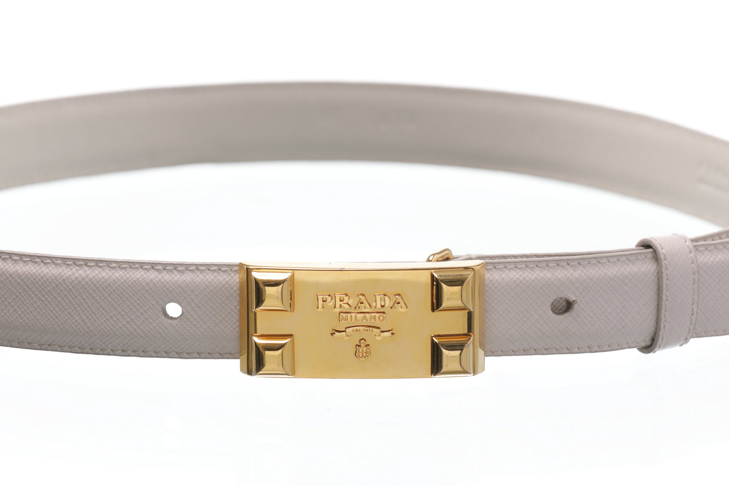 Prada white saffiano belt