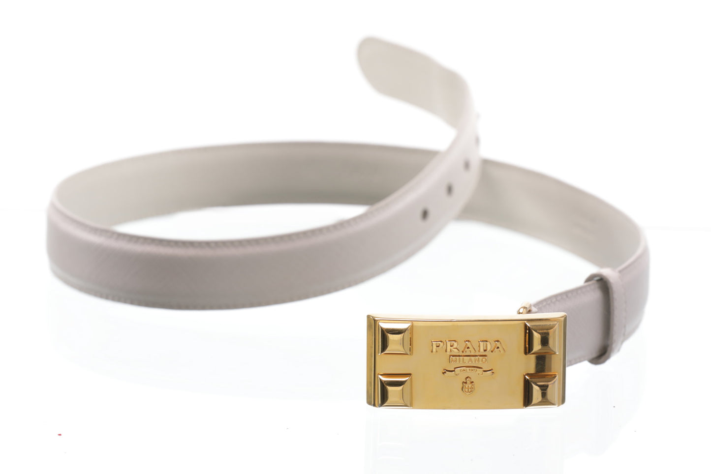 Prada white saffiano belt