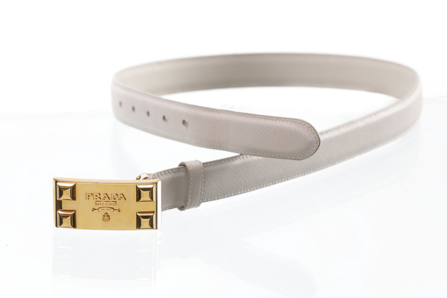 Prada white saffiano belt