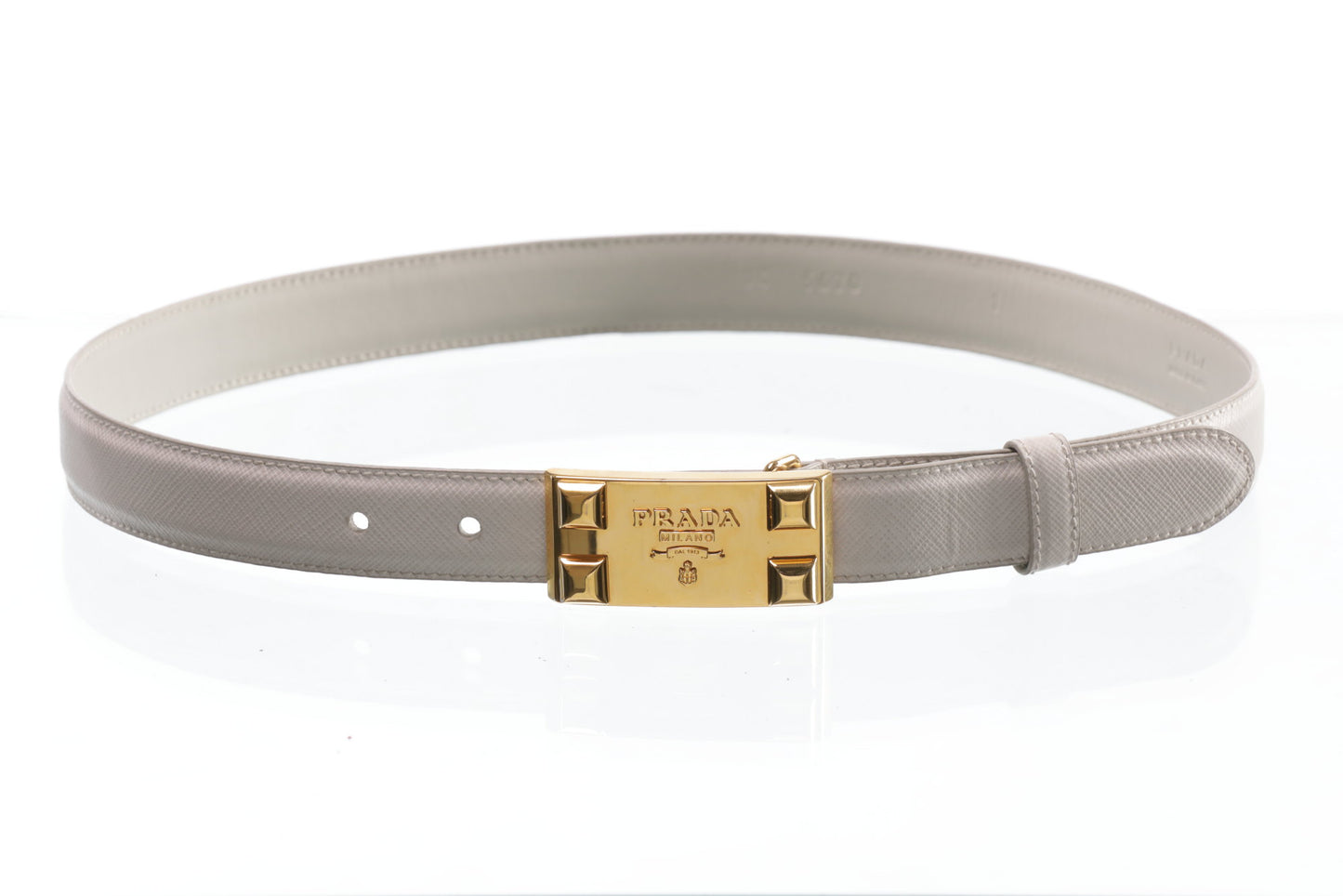 Prada white saffiano belt